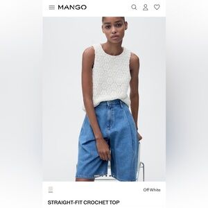 Mango Off-White Crochet Sleeveless Top